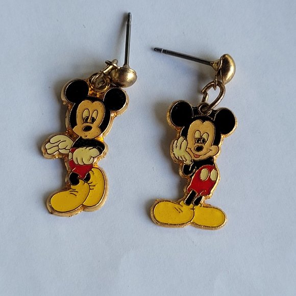 Vintage 80s Mickey Mouse Dangle Post Earrings - Picture 4 of 6